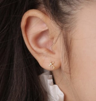 Gold Plated Cross Earring; screw back