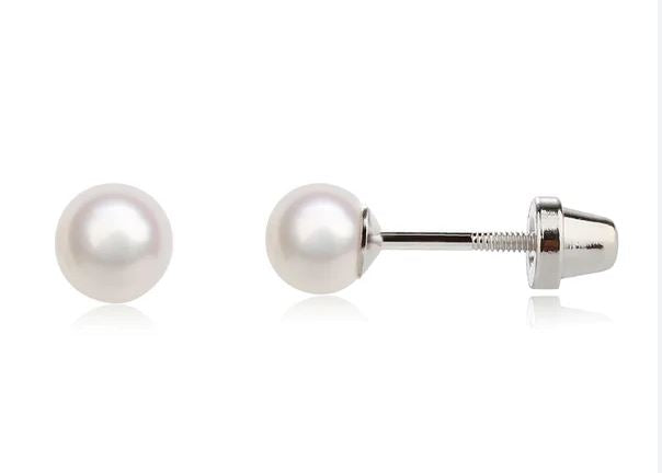 Cherished Moments Pearl Sterling Screw-back Earrings