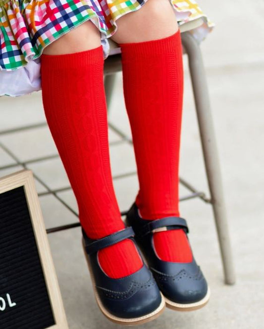 Little Stocking Co. Red Cable Knee High