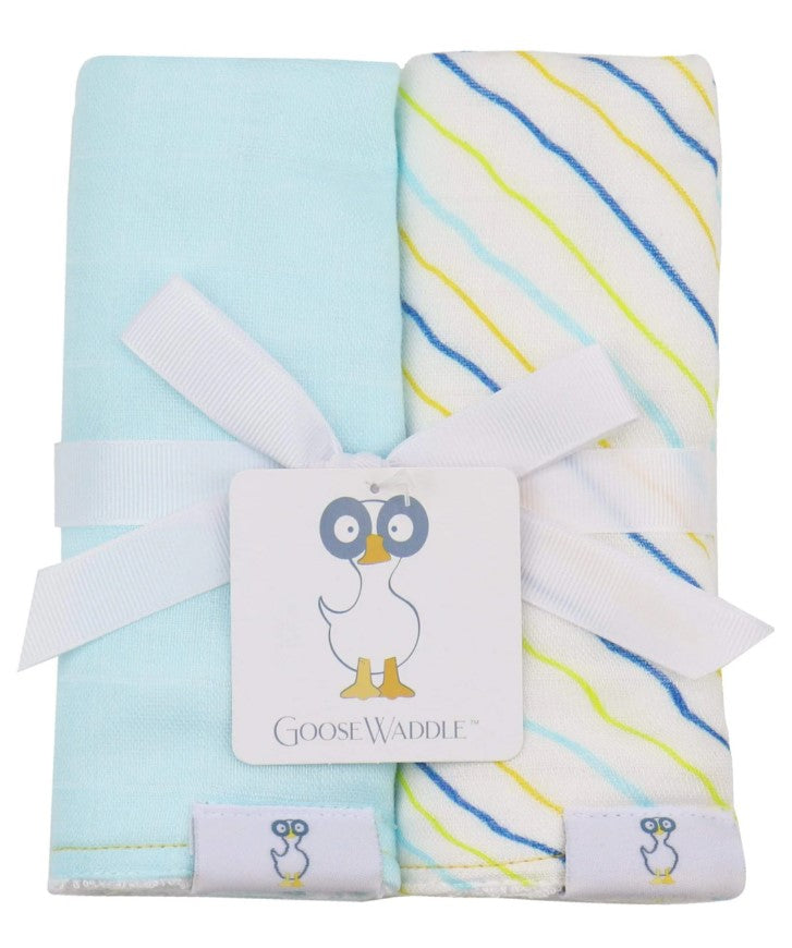 Muslin & Terry Cloth Burp Cloth 2 Pack - Blue Stripes