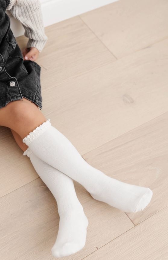 Little Stocking Co. Lace Top Knee High MULTIPLE COLORS!