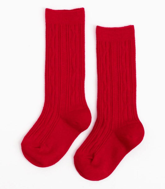 Little Stocking Co. Red Cable Knee High