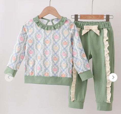 Abby & Evie Sage Pumpkin jogger set