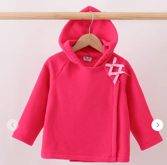 Magenta Fleece Bow Coat