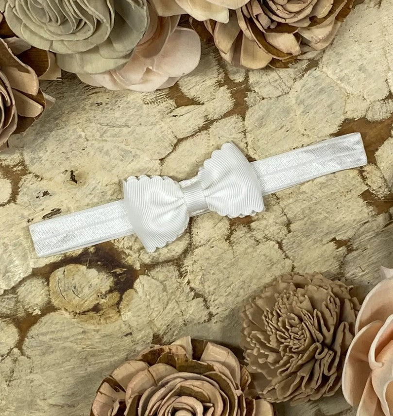 The Hair Bow Co. Bow Size Baby Headband WHT  White Bows