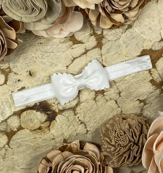 The Hair Bow Co. Bow Size Baby Headband WHT  White Bows