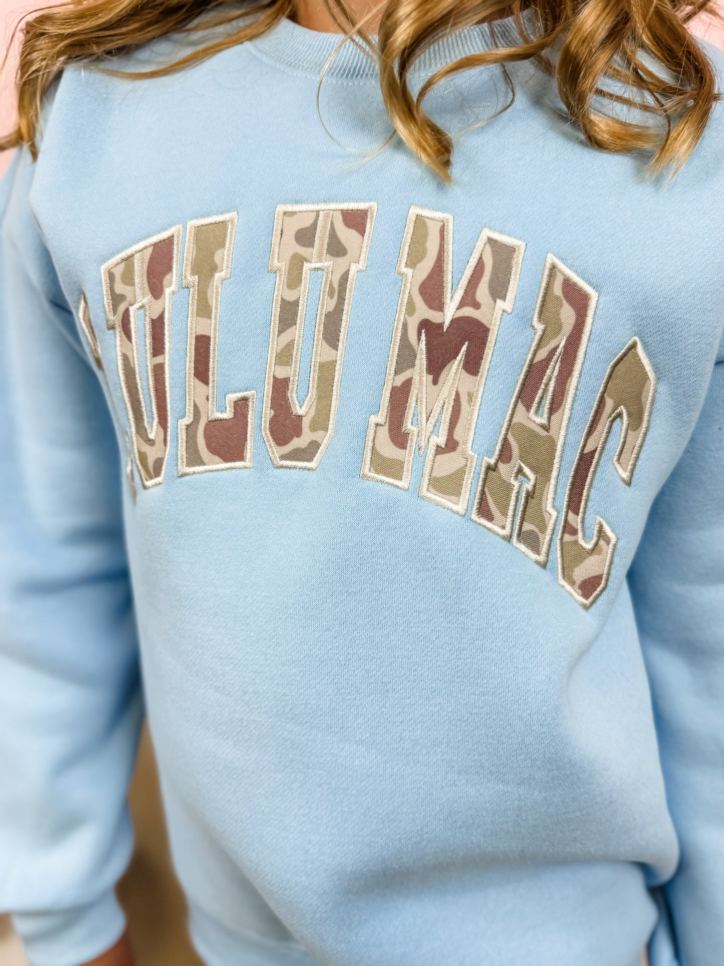 Lulu Mac Light Blue/Camo Crewneck