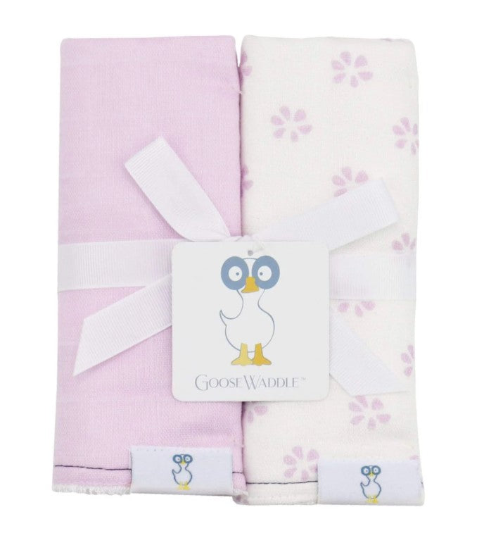 Muslin & Terry Cloth Burp Cloth 2 Pack - Purple Flowers