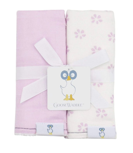 Muslin & Terry Cloth Burp Cloth 2 Pack - Purple Flowers