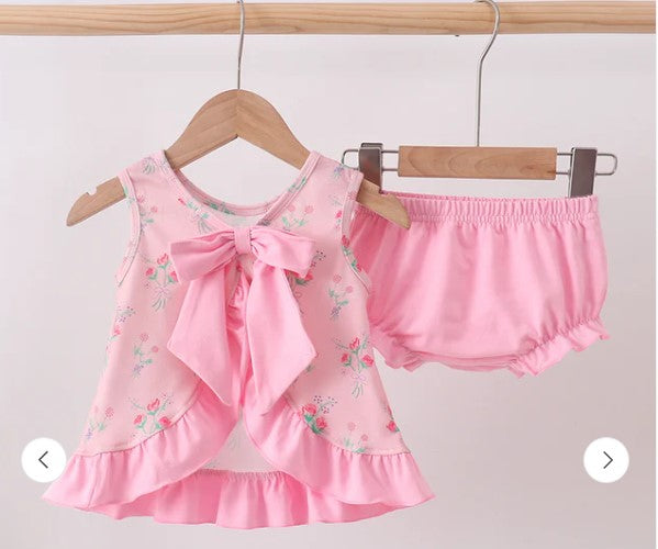 Abby & Evie Pink floral bloomer set