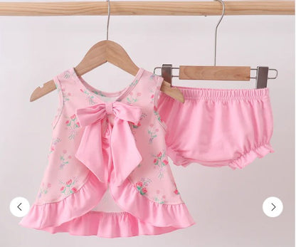 Abby & Evie Pink floral bloomer set
