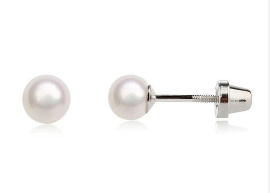 Cherished Moments Pearl Sterling Screw-back Earrings