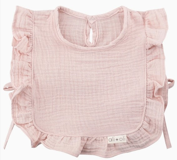 Ali + Oli Muslin Ruffle Bib Pink
