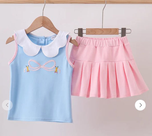 Abby & Evie Back to School Bow Skort set