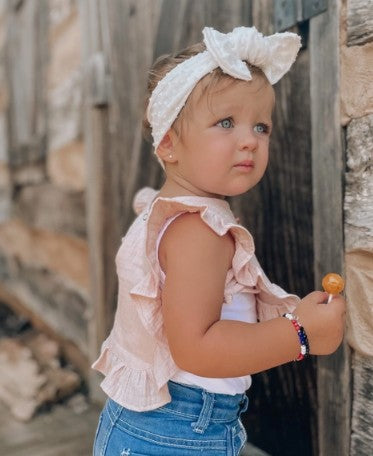 Ali + Oli Muslin Ruffle Bib Pink