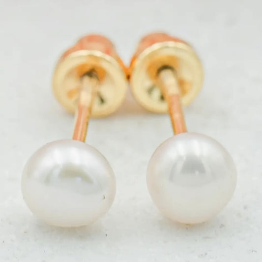 14K Gold Plated Pearl Earrings Screw Back
